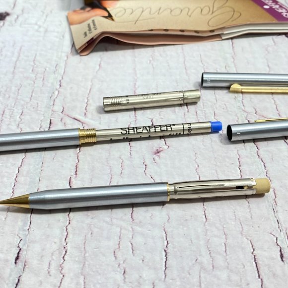 SHEAFFER ball point pen and Mechanical Pencil set in case with original papers, - Picture 9 of 9